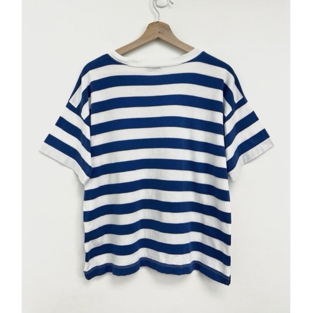 AYR The Hiijinx Pima Cotton Relaxed Boxy Riviera Stripe Crew Tee Retro - Medium - Picture 4 of 13